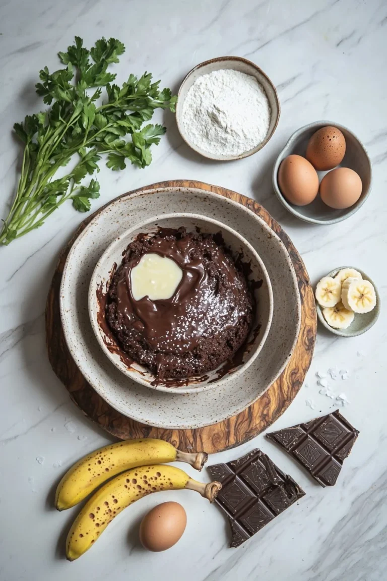 Schokoladen-Bananen-Schale Kuchen mit Bananen und Schokolade