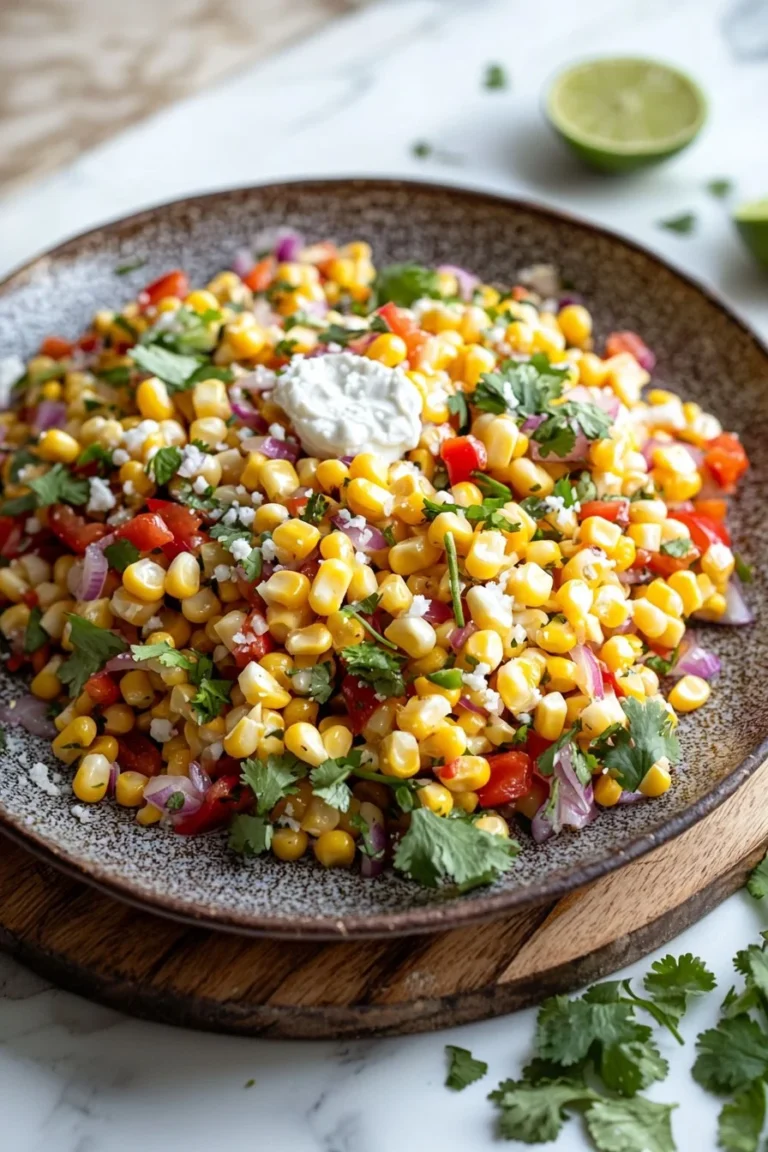 Frischer Straßenmais-Salat mit buntem Gemüse und Dressing