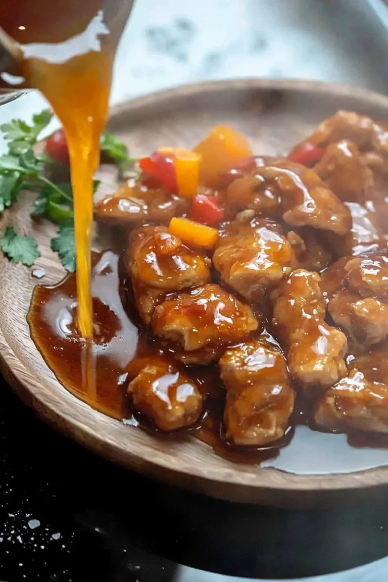 Süßes und würziges Orange Chicken mit frischer Orange und köstlicher Soße.