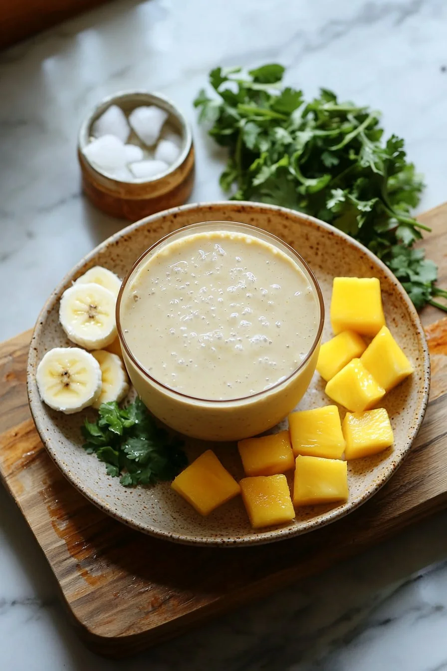 Tropischer Frucht-Smoothie mit einer Mischung aus exotischen Früchten