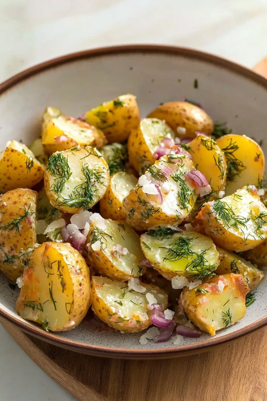 Türkischer Dill-Kartoffelsalat mit frischen Kräutern und Kartoffeln