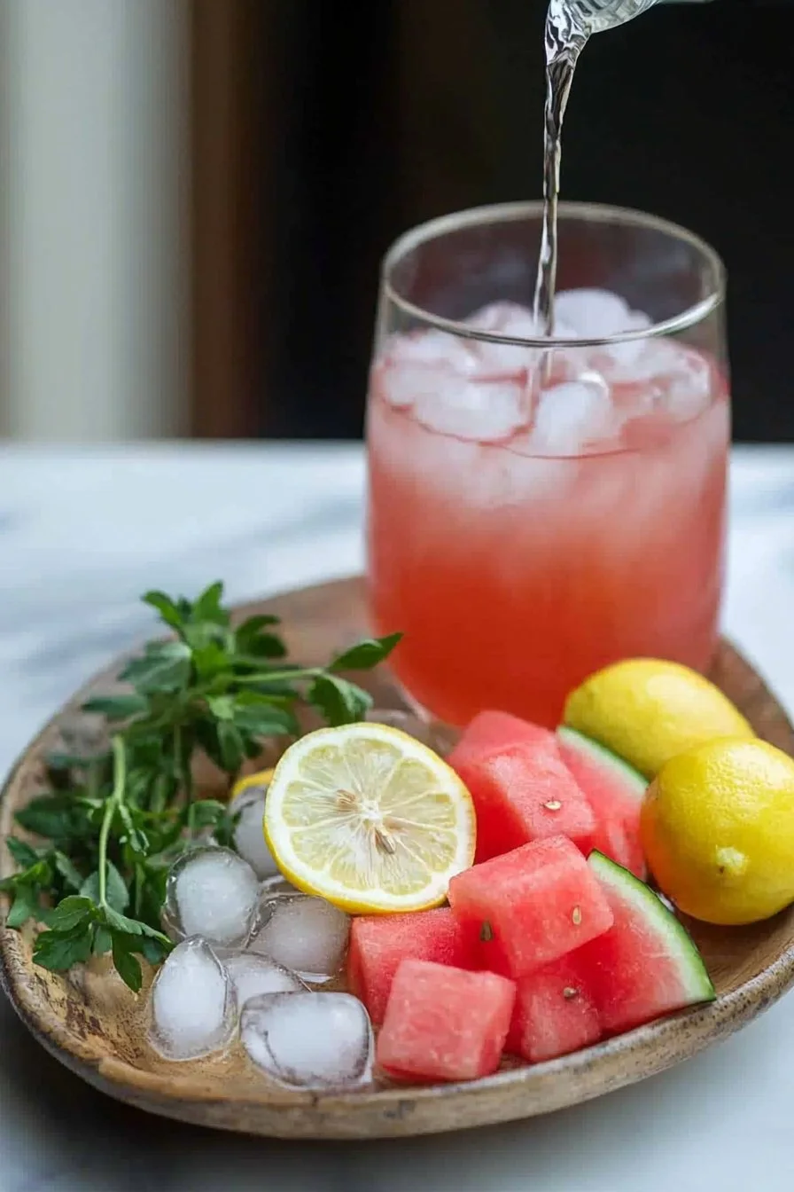 Erfrischende zuckerfreie Wassermelonen-Limonade in einem Glas