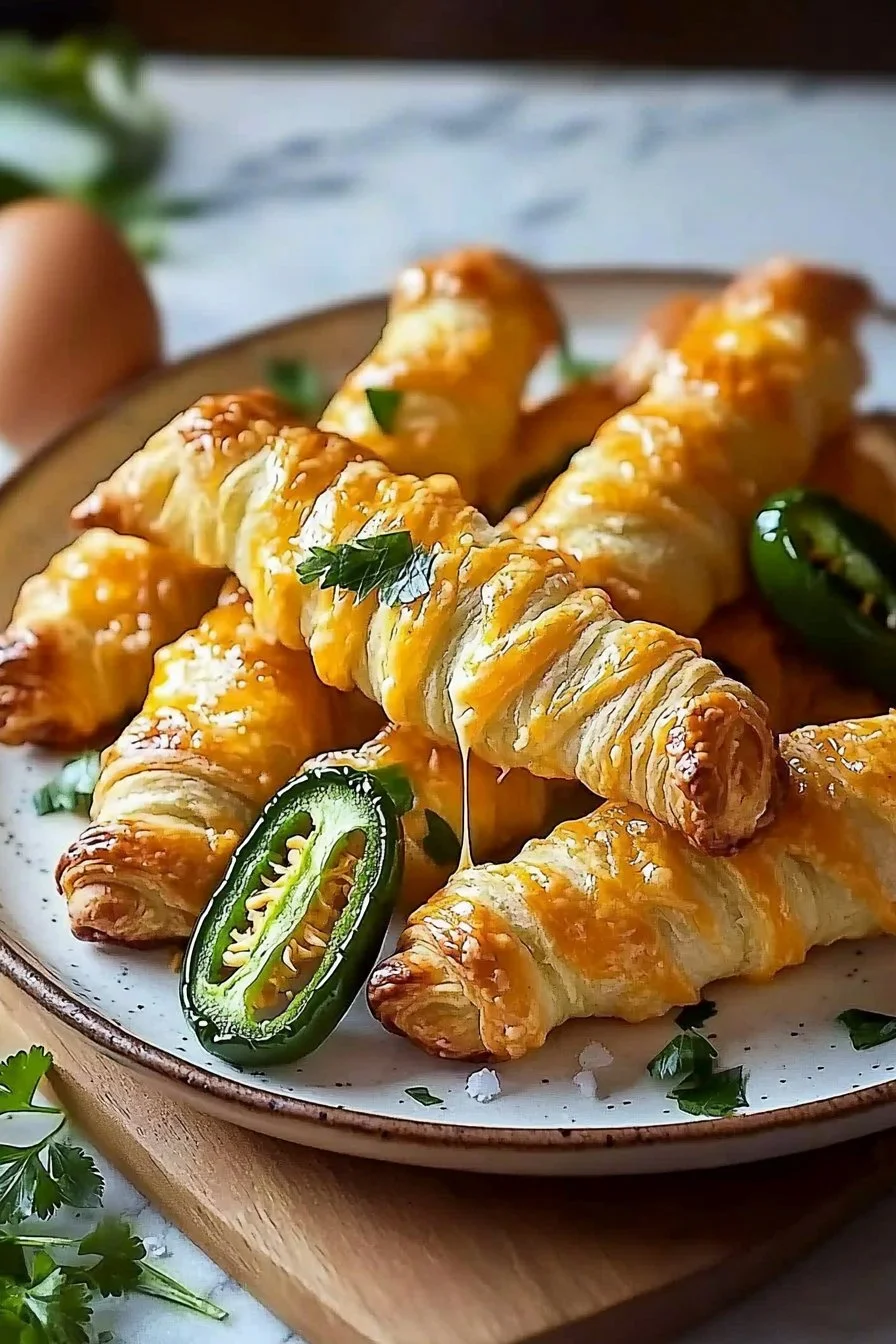 Würzige Jalapeño-Drehriegel auf einem Teller serviert