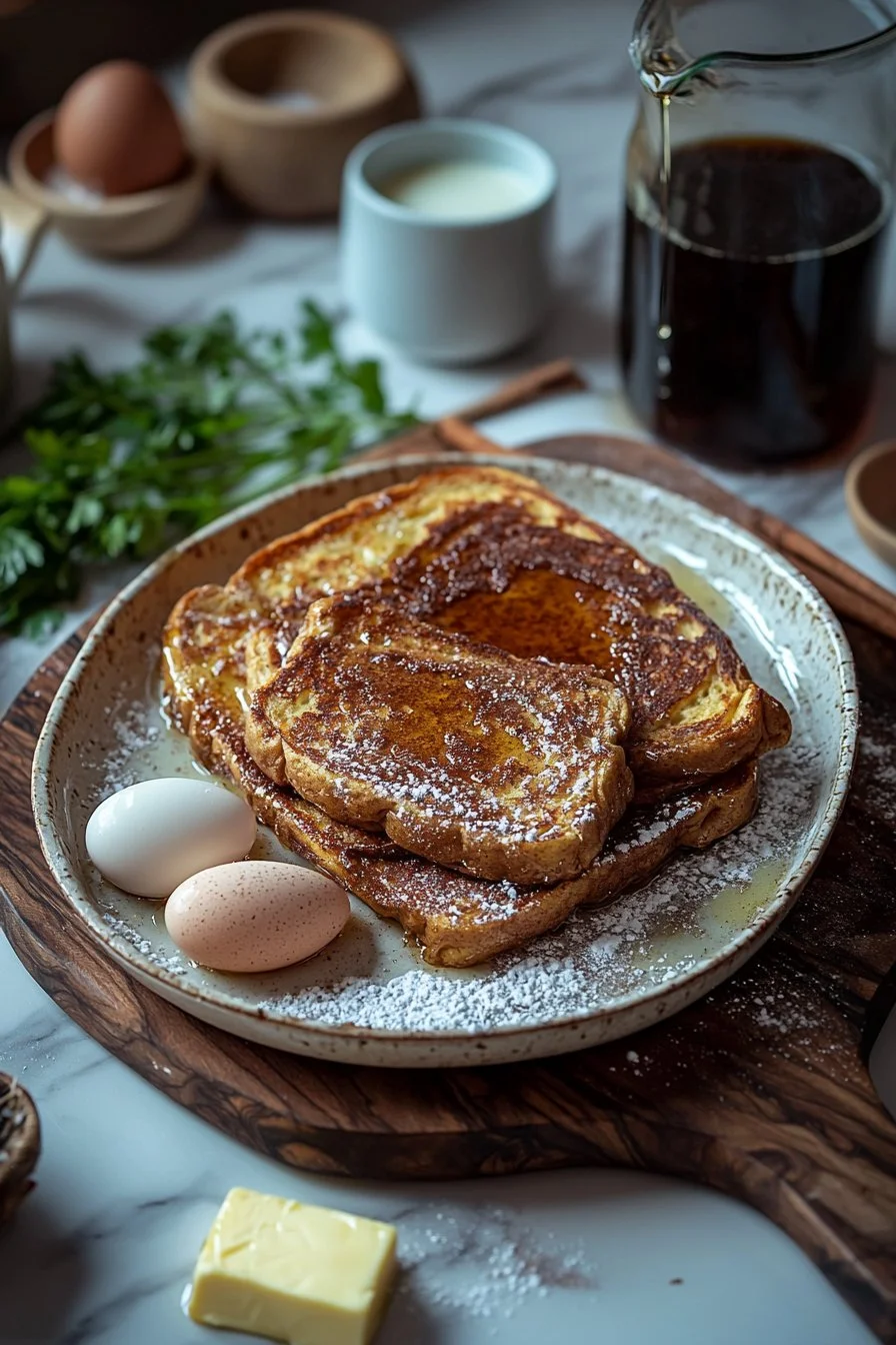 Leckerer Zimt französischer Toast mit einer Prise Zimt und Ahornsirup