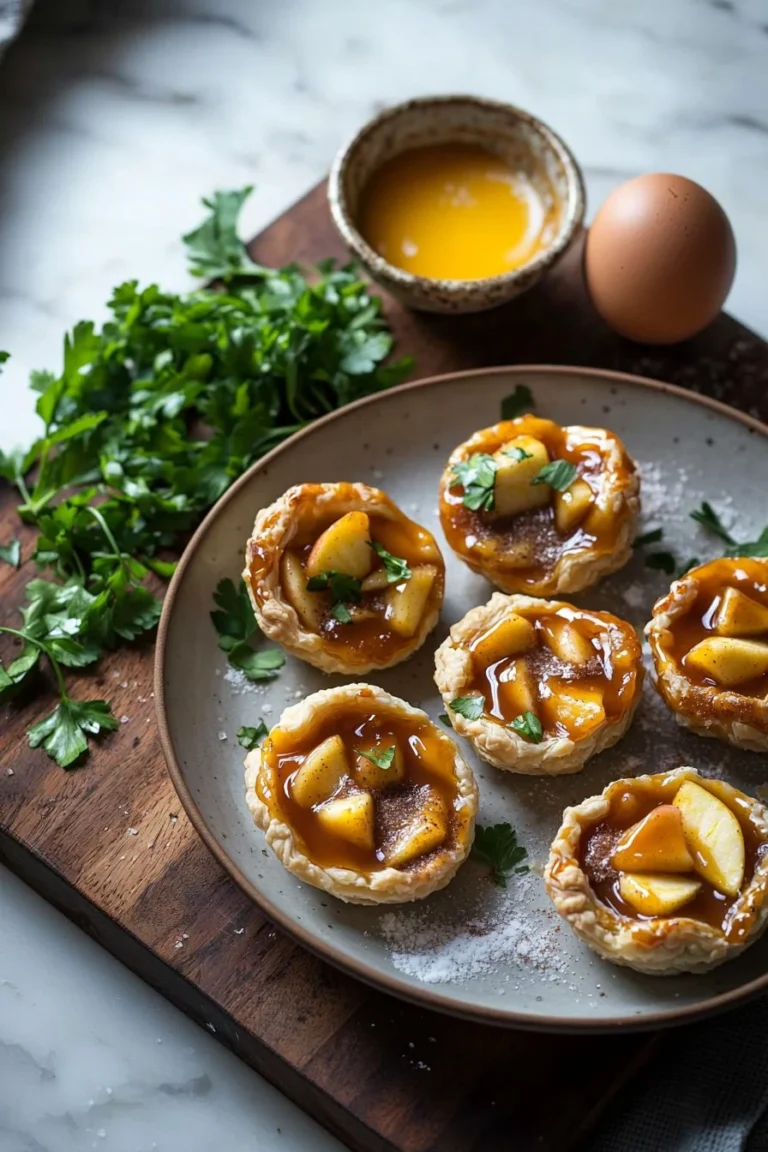 Zimt-Karamell-Apfel-Pie-Happen mit frischen Äpfeln und Gewürzen