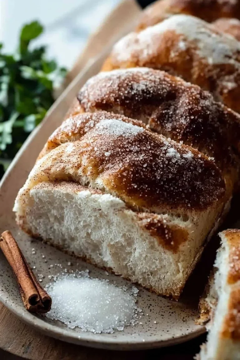 Zimt-Zucker-Sauerteigbrot mit goldener Kruste und Zimt-Zucker-Belag