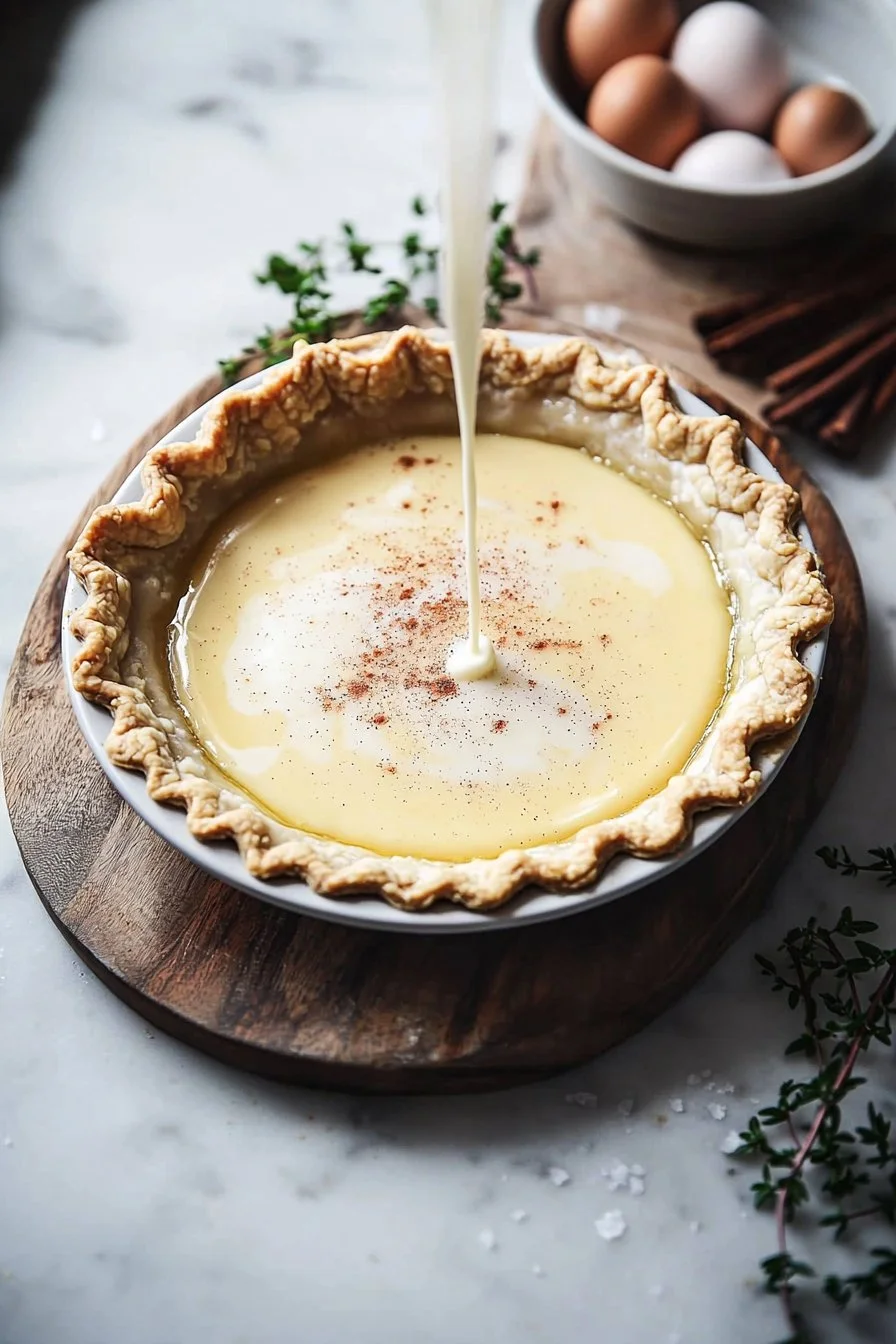 Zimtblüten-Vanillepudding-Pie mit dekorativen Zimtblüten