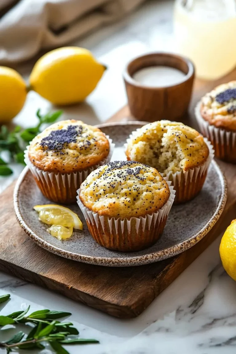 Leckere Zitronen-Mohn-Muffins auf einem Teller, ideal für jeden Anlass.