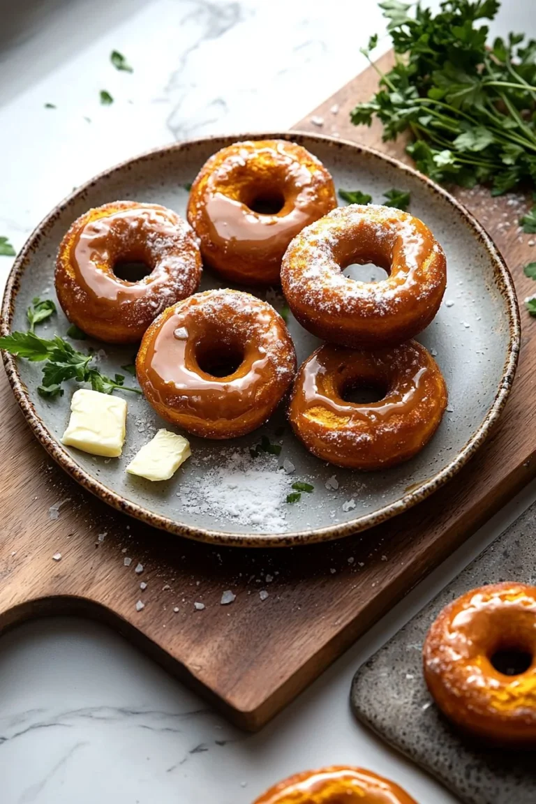Ahorn-glasierte Kürbis-Donuts auf einem Teller