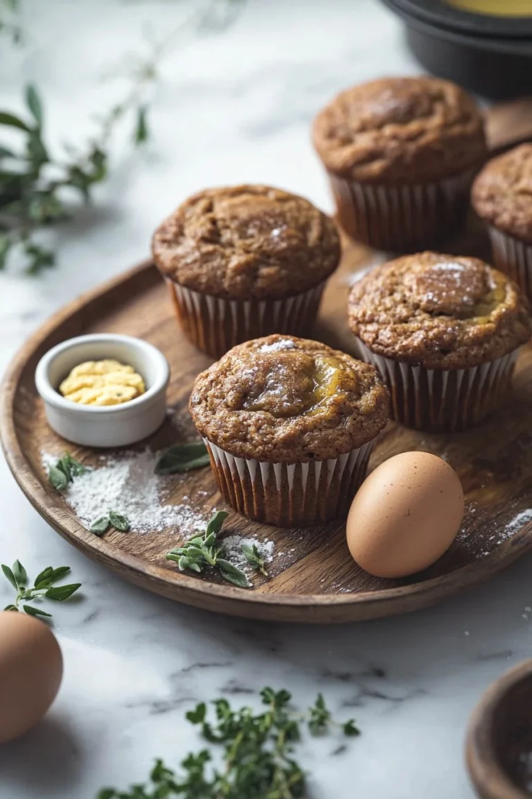 Köstliche Apfelsauce Gewürzmuffins frisch gebacken auf einem Tisch.
