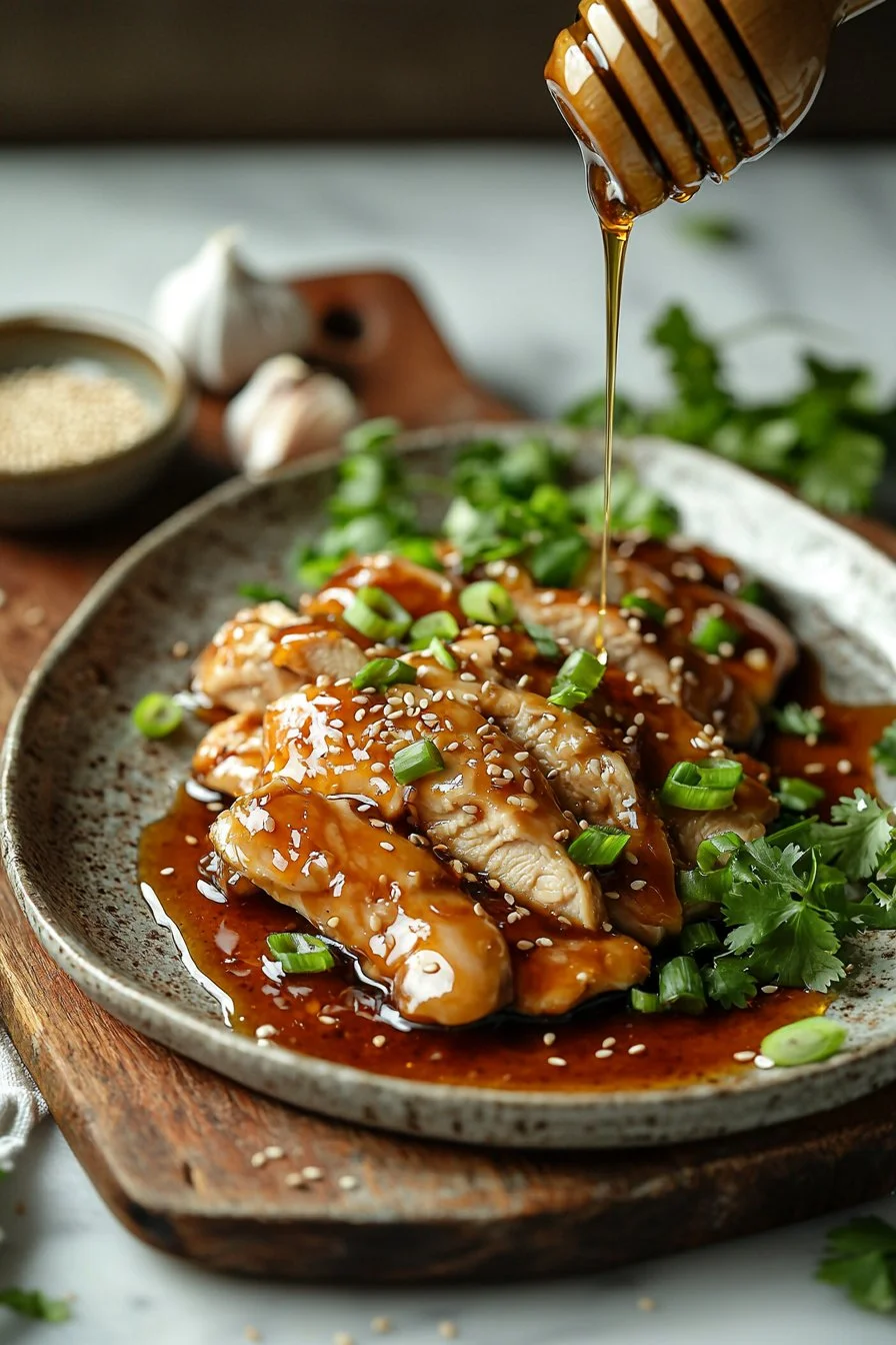 Asiatisch angehauchtes Honighühnchen mit Honigglasur und Gewürzen