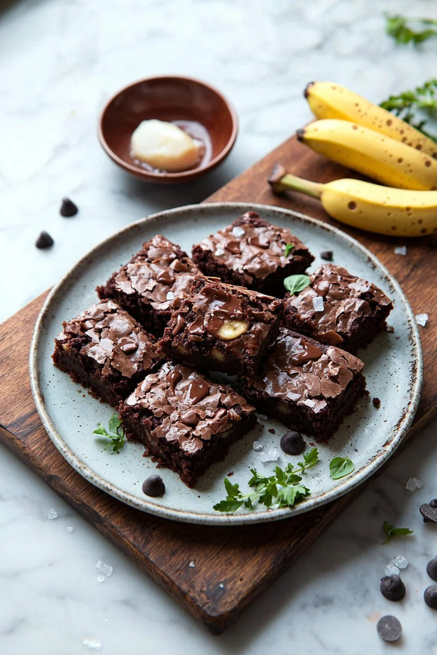 Himmlische Bananenbrot-Brownies mit Schokoladengeschmack und saftigen Bananen.