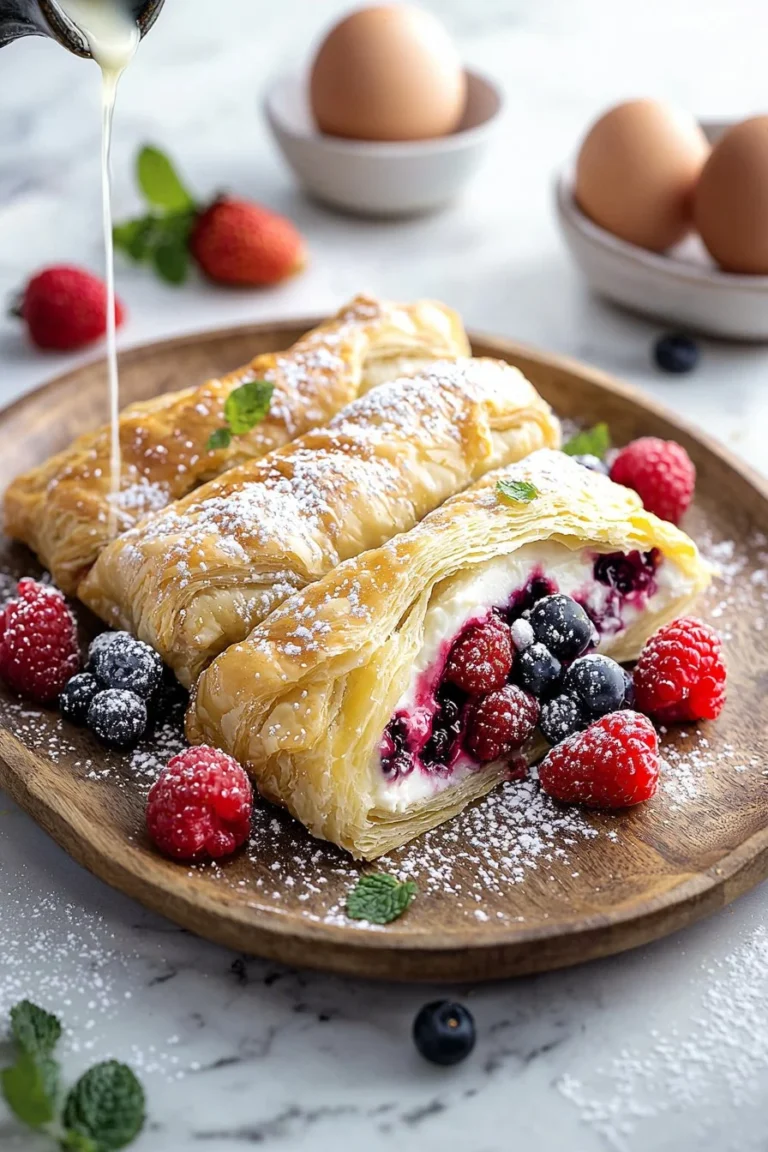 Beeren-Frischkäse-Danish mit frischen Beeren und cremiger Füllung