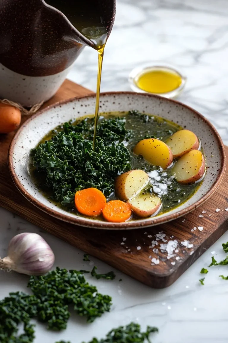 Schüssel mit leckerer Grünkohlsuppe, ideal für kalte Tage