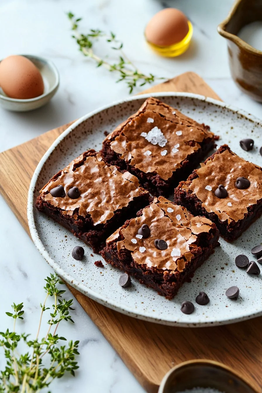 Leckere Braune Butter Brookies auf einem Teller serviert