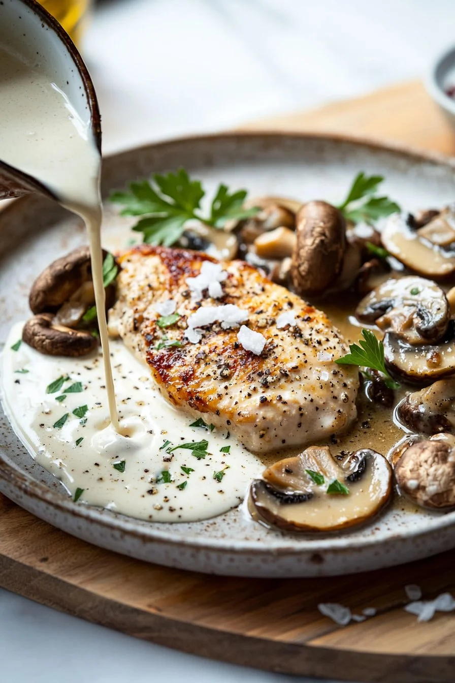 Cremiges Pilz-Hühnchen Rezept mit saftigem Hühnchen und aromatischer Pilzsauce
