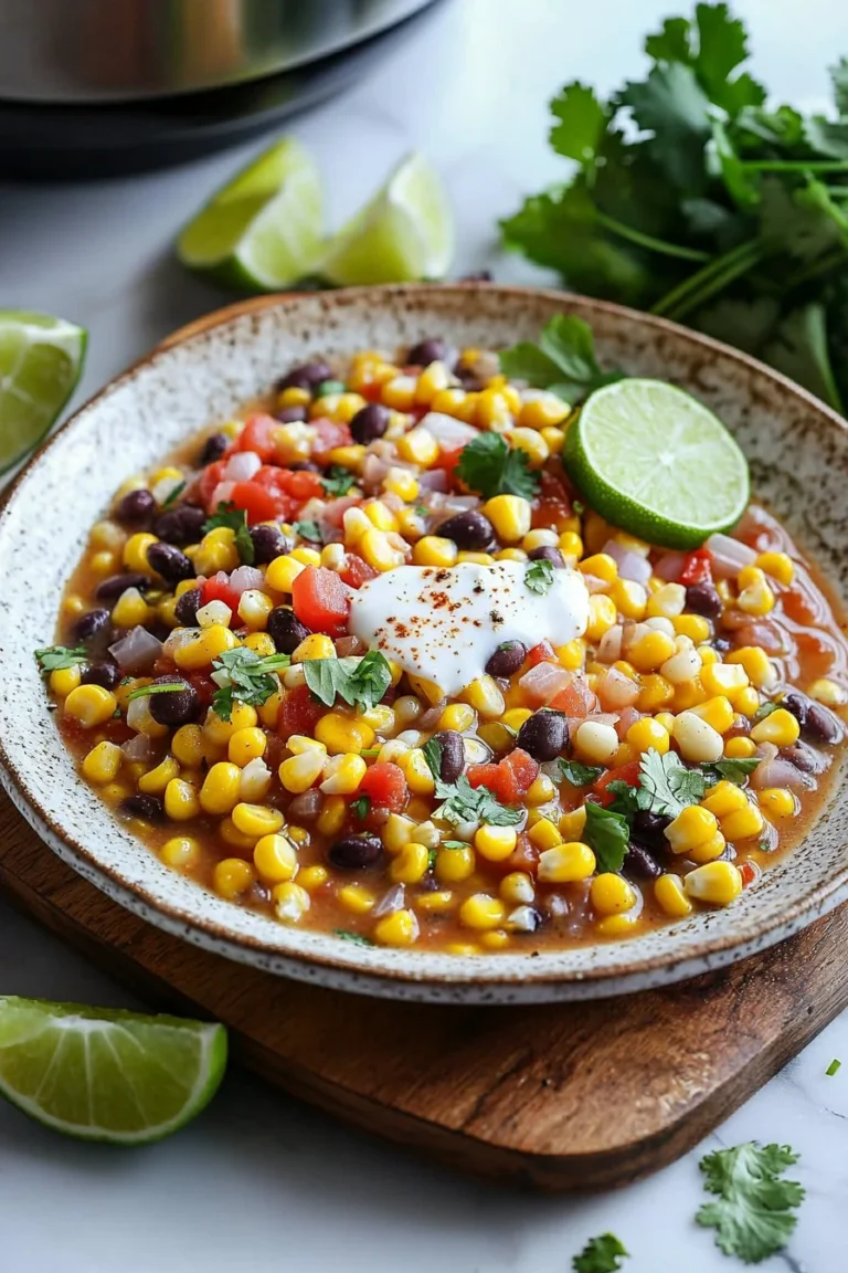 Schüssel mit Crockpot Mexikanische Straßenmaissuppe, ein leckeres Rezept.