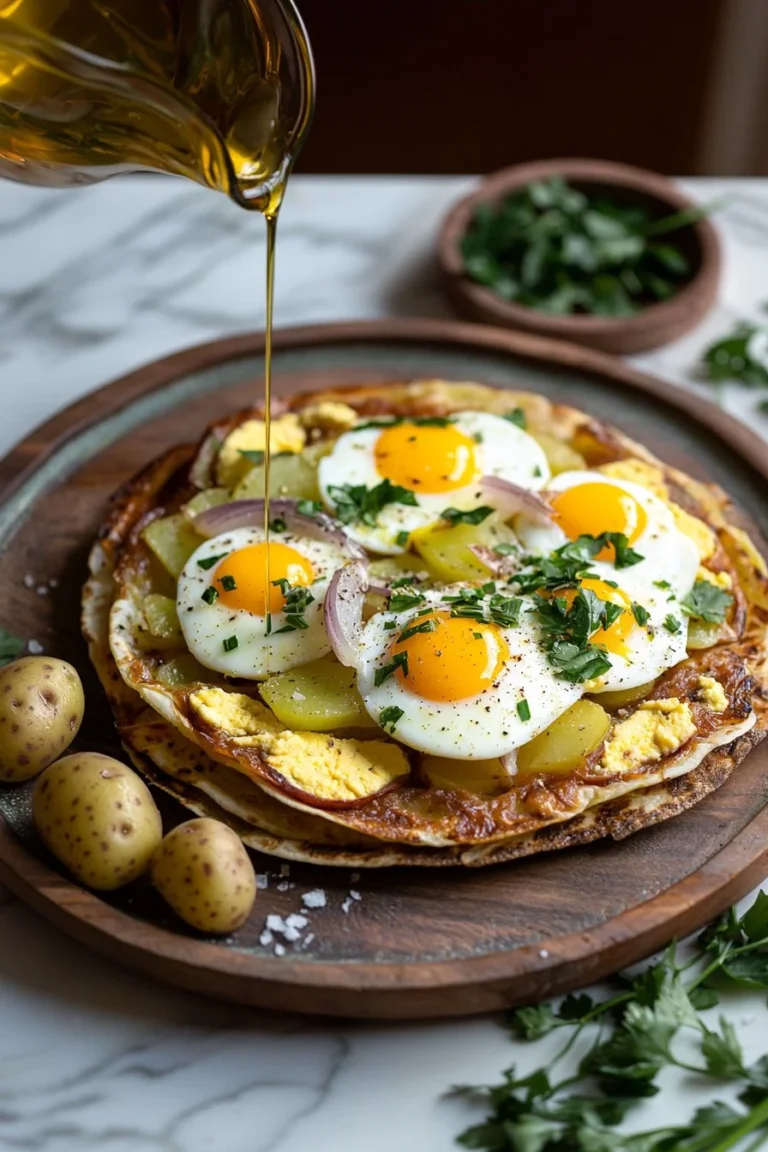 Eier-Tortilla-Frühstücksrezept auf einem Teller serviert