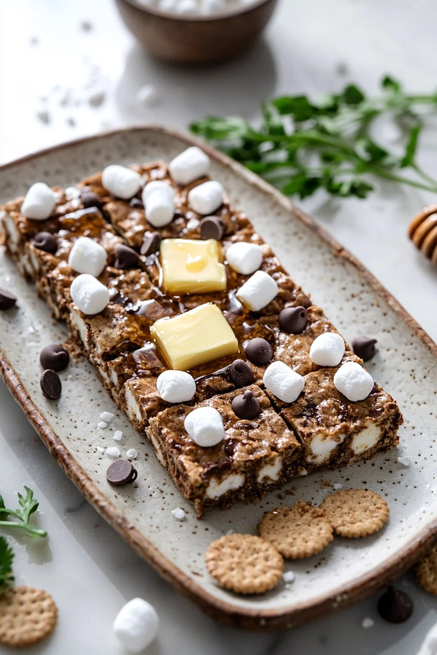 Einfaches Rezept für No-Bake S'mores Riegel mit Schokolade und Keksen