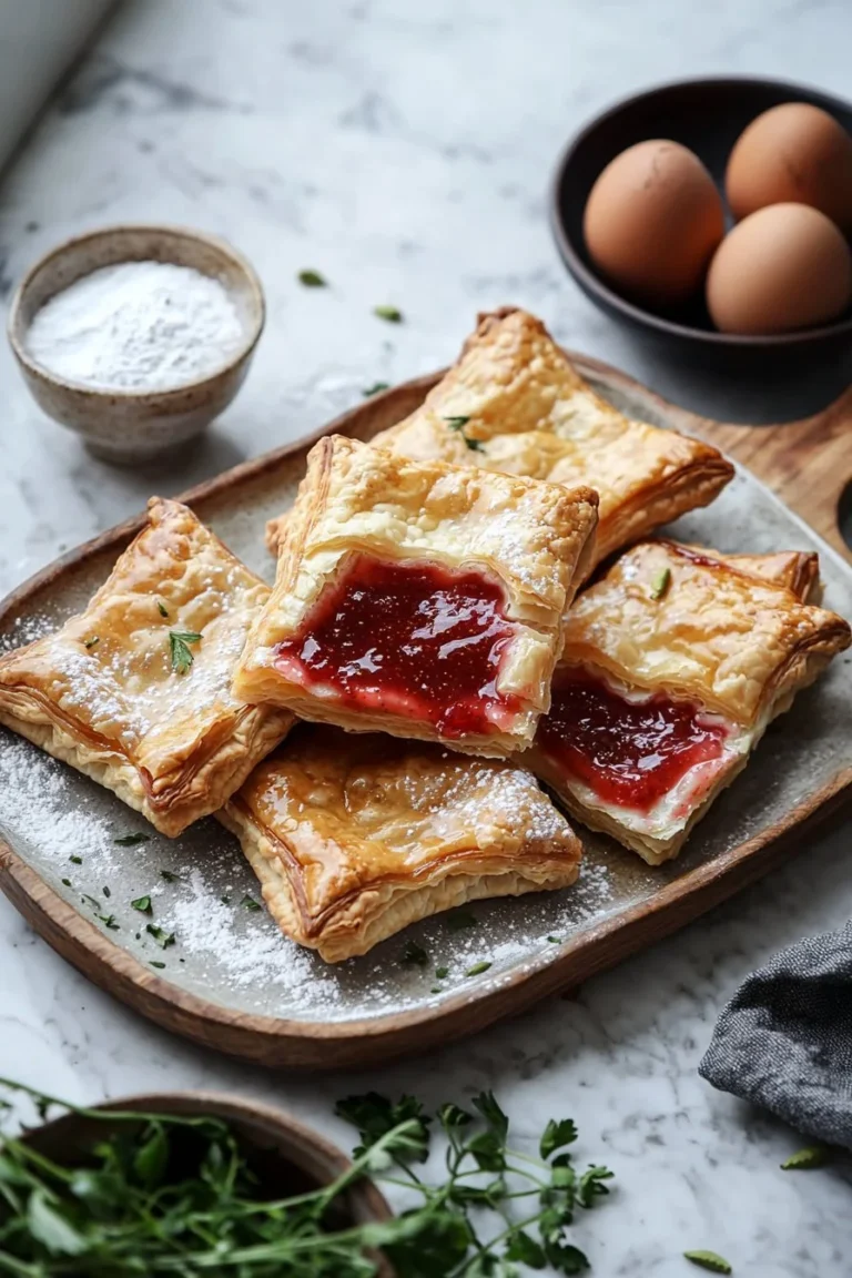 Erdbeere Kardamom Blätterteig Pop-Tarts auf einem Teller
