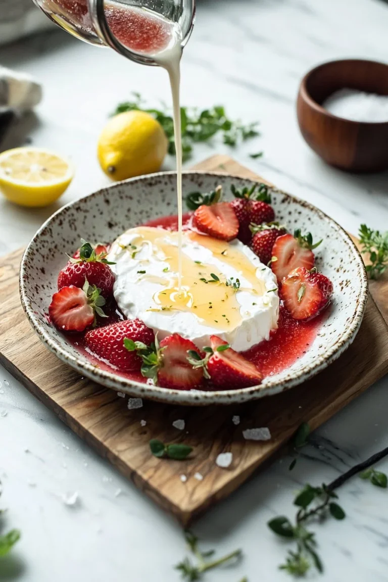 Schale mit Erdbeermousse, frisch zubereitet nach einem Rezept.