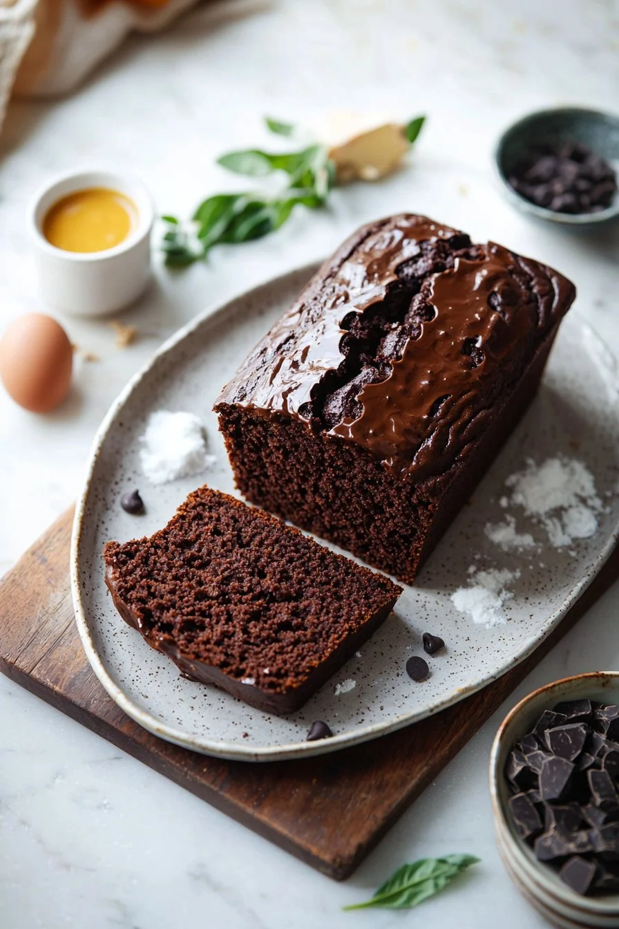 Feuchtes Schokoladenkürbisbrot mit Schokoladenstückchen und Kürbispüree