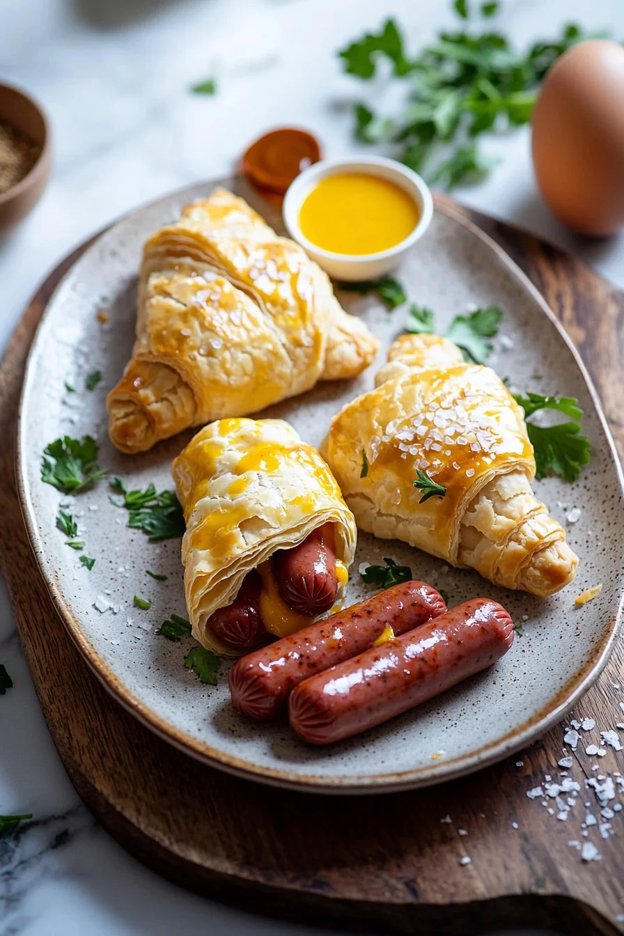 Frühstück Schweine in einer Decke mit frischen Zutaten serviert.