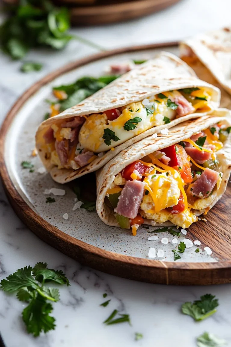 Leckerer Frühstücks-Burrito mit Eiern, Gemüse und Gewürzen