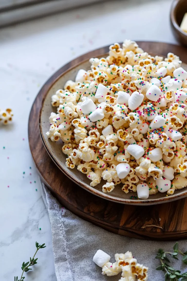 Leckeres Funfetti Marshmallow Popcorn in bunten Farben