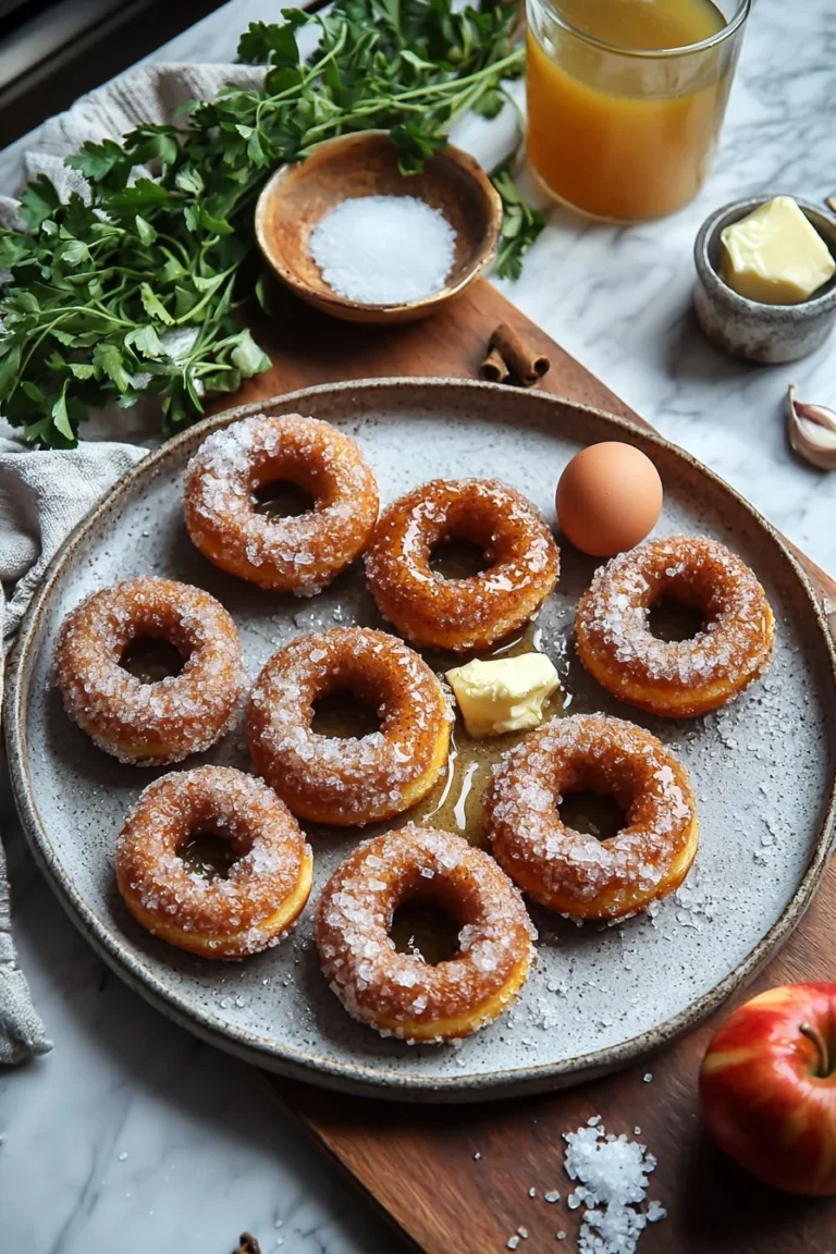 Gebackene Apfelwein Donuts auf einem Teller mit Zuckerguss