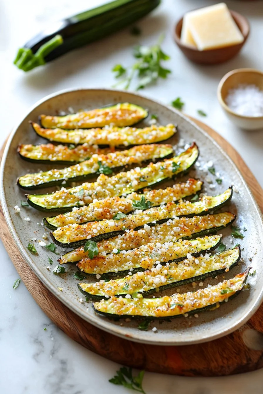 Gebackene Parmesan-Zucchini-Pommes als gesunde Snack-Option