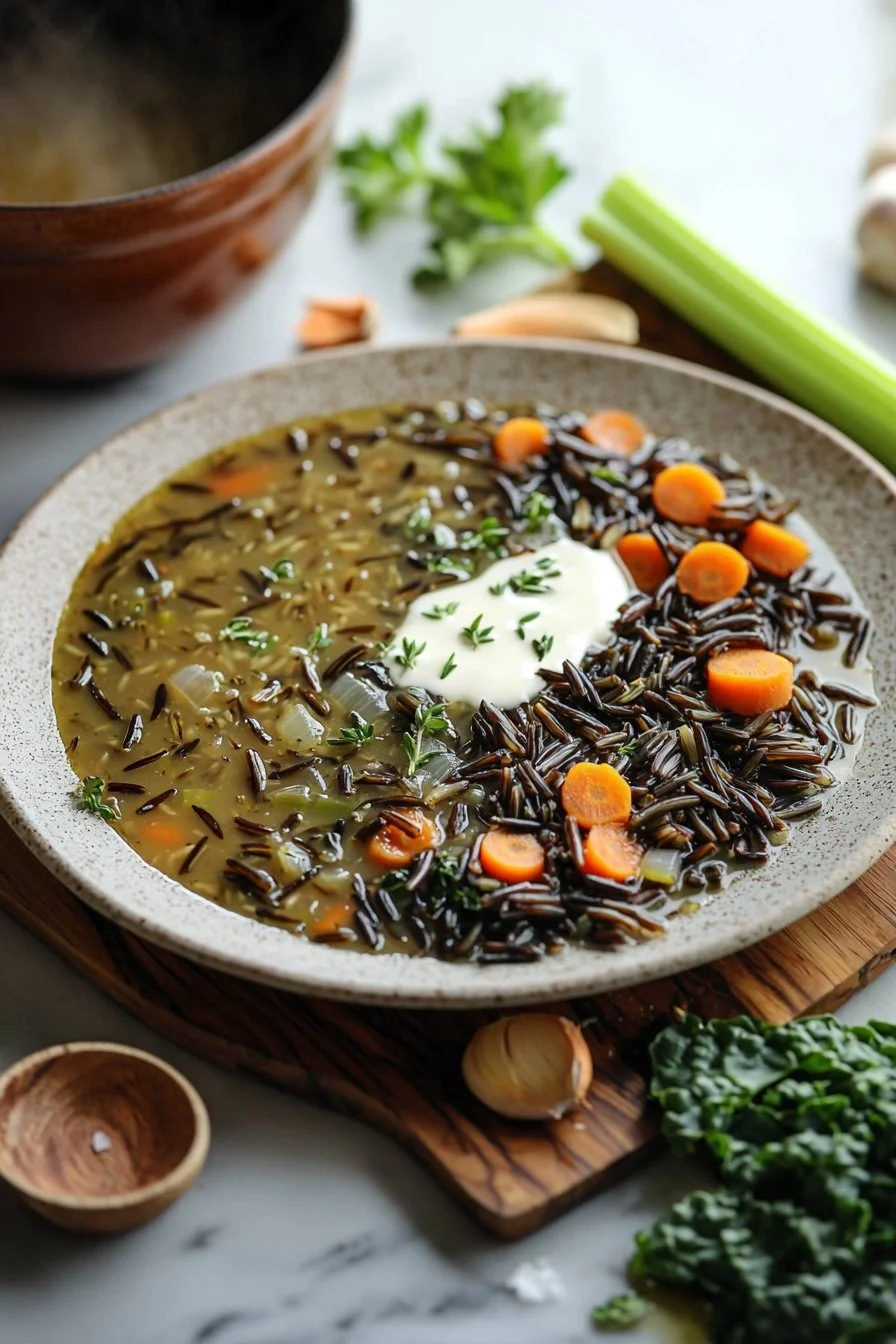 Herbst-Wildreissuppe in einer Schüssel, ideal für gemütliche Abende