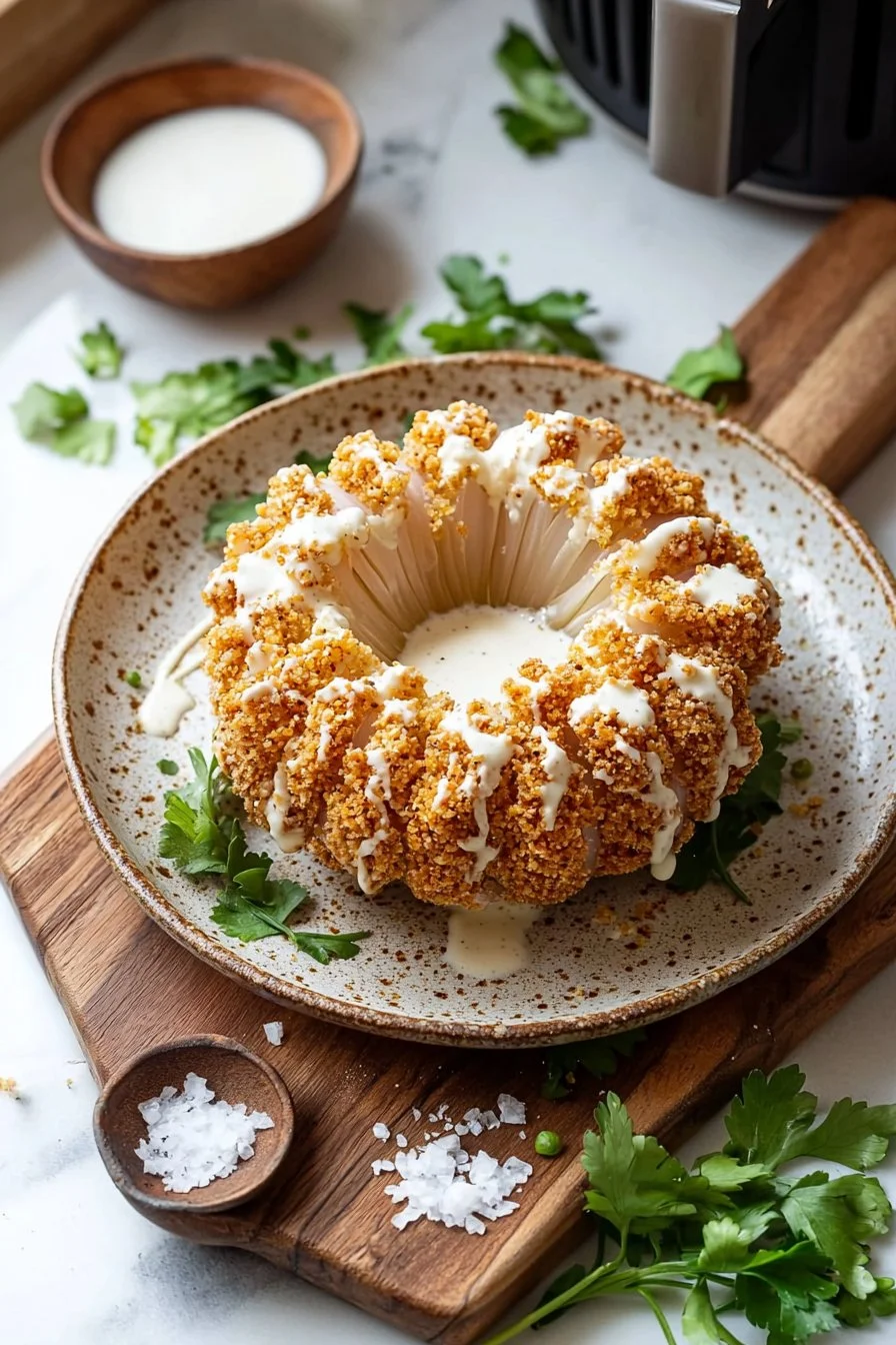 Gesunde Blühende Zwiebel aus der Heißluftfritteuse, lecker und fettarm.