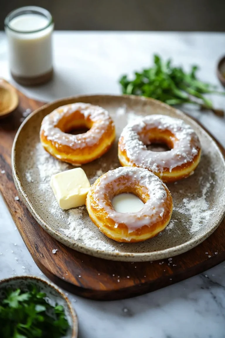 Glasierte Donuts aus Milchbrotteig, frisch gebacken und verführerisch süß.