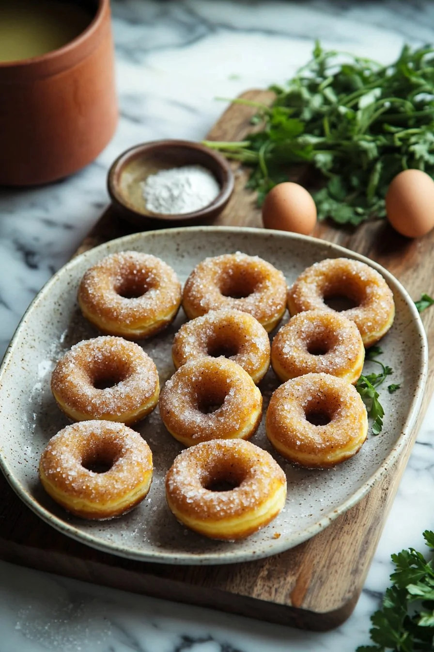 Glutenfreie Cider Donuts frisch gebacken mit Zimt und Zucker