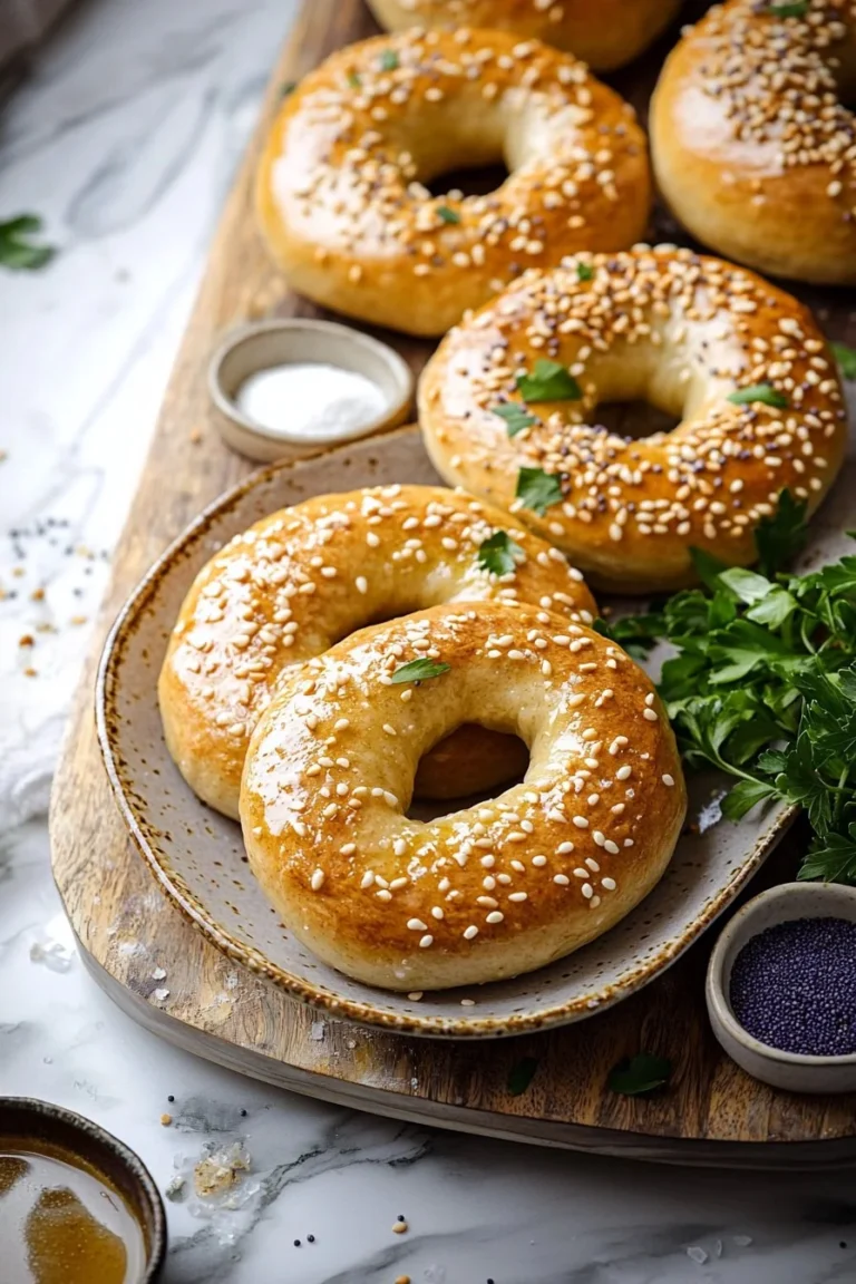 Frisch gebackene hausgemachte Bagels auf einem Teller