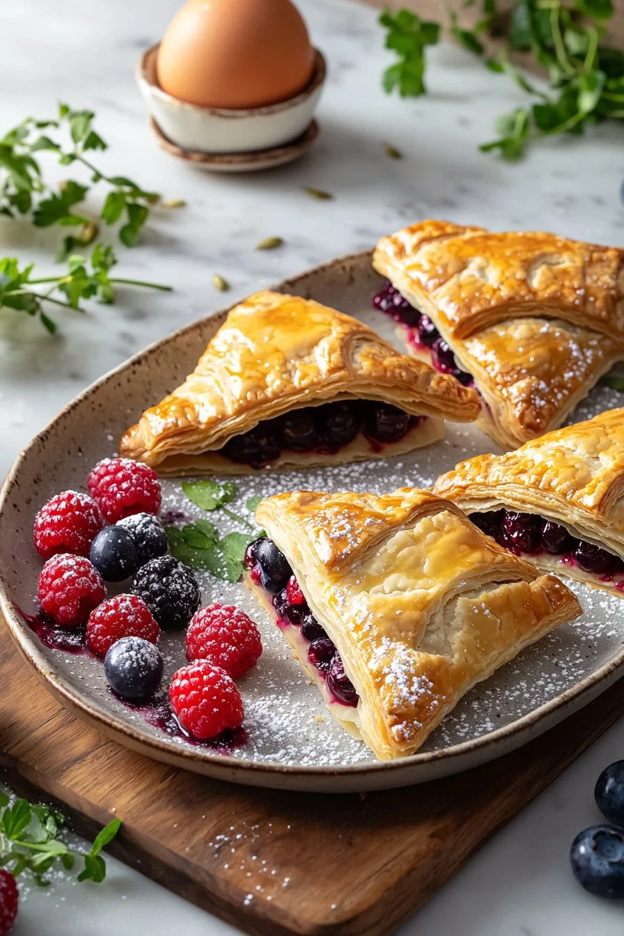 Hausgemachte Beerenturnover mit frischen Beeren und knusprigem Teig