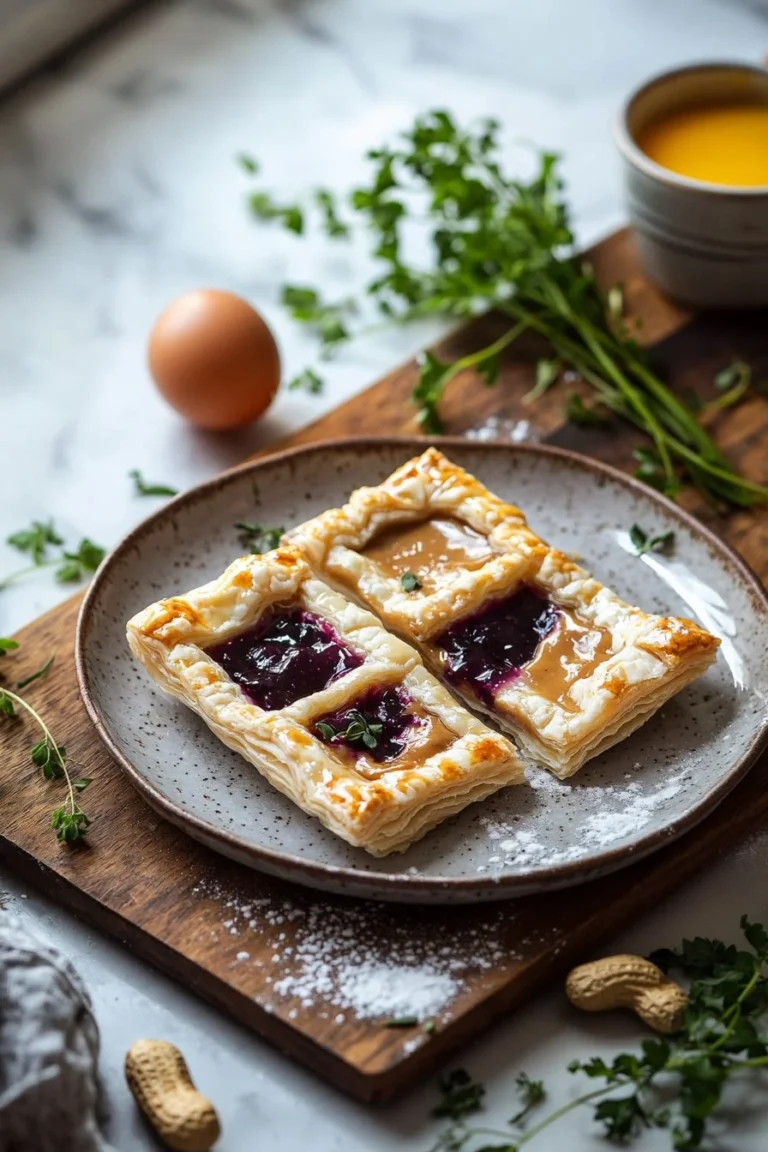 Hausgemachte Erdnussbutter und Gelee Pop-Tarts auf einem Teller