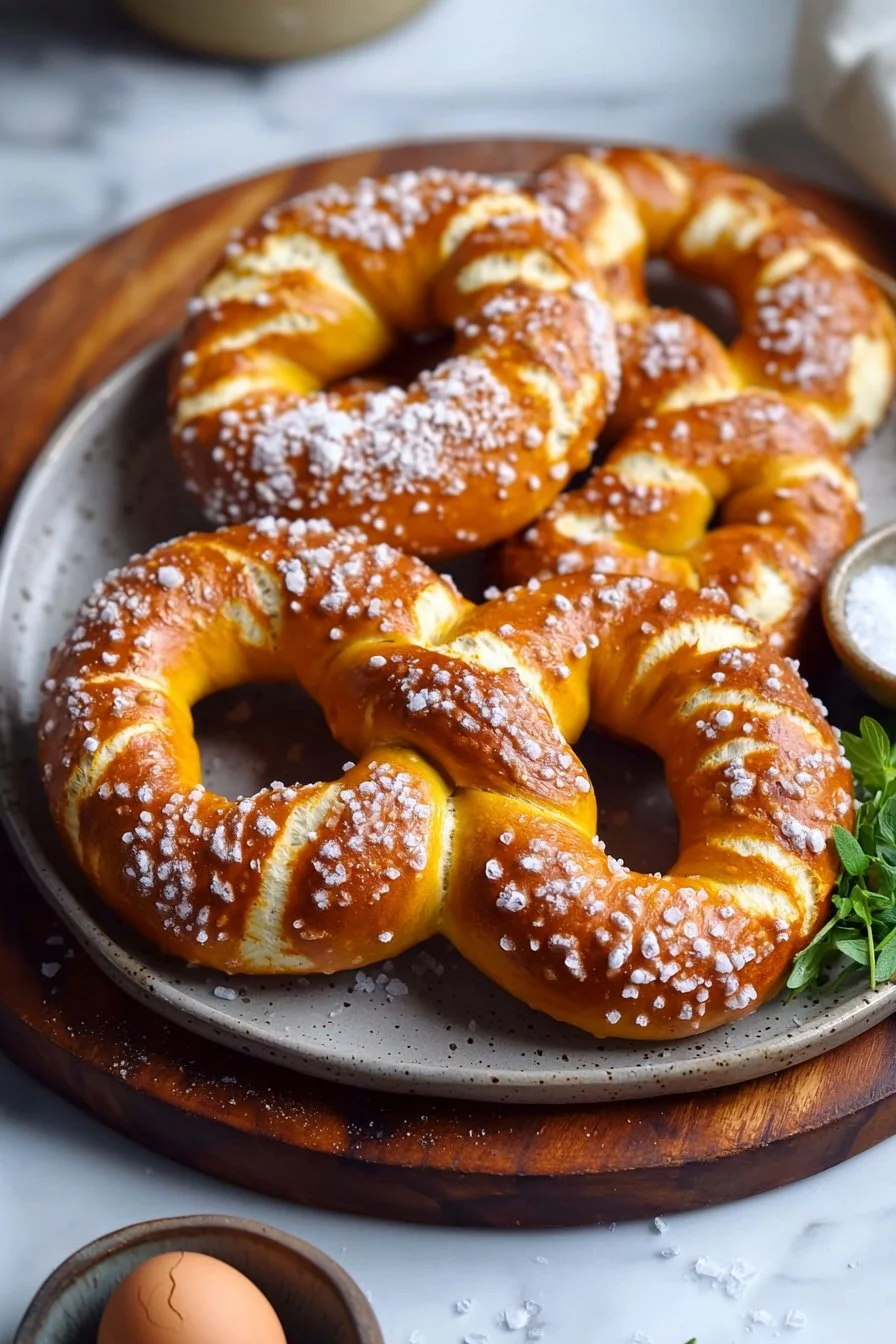 Hausgemachte weiche Brezeln frisch aus dem Ofen.
