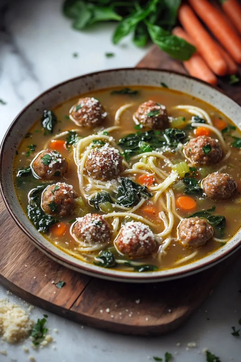 Schale mit italienischer Hochzeitsuppe, einer traditionellen italienischen Speise.