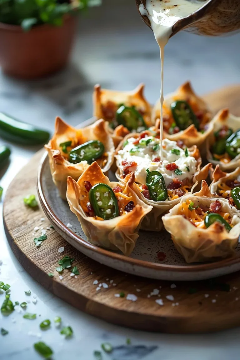 Jalapeño-Popper-Wonton-Tassen lecker und würzig serviert