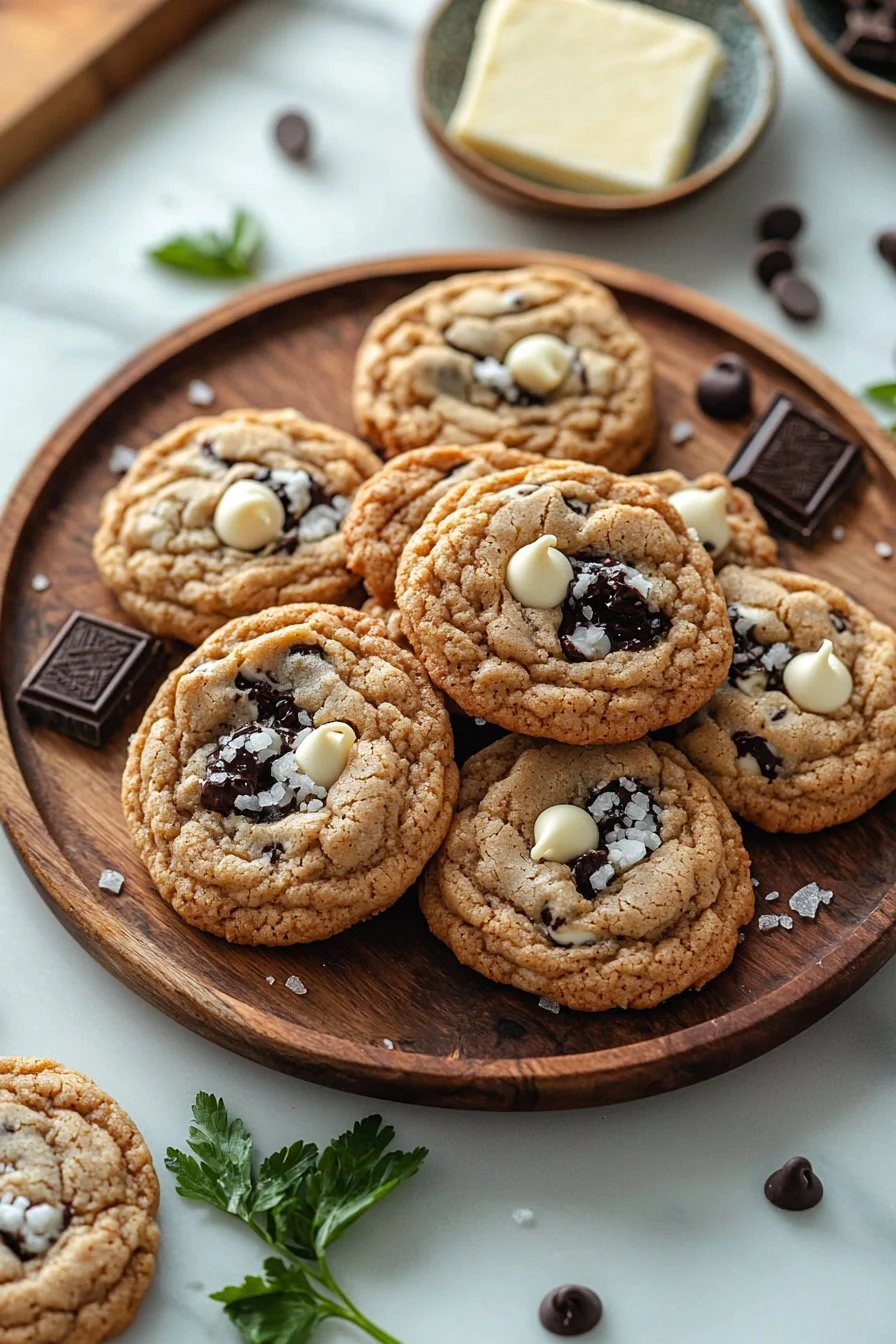Leckere Kekse mit Cookies und Sahne auf einem Teller