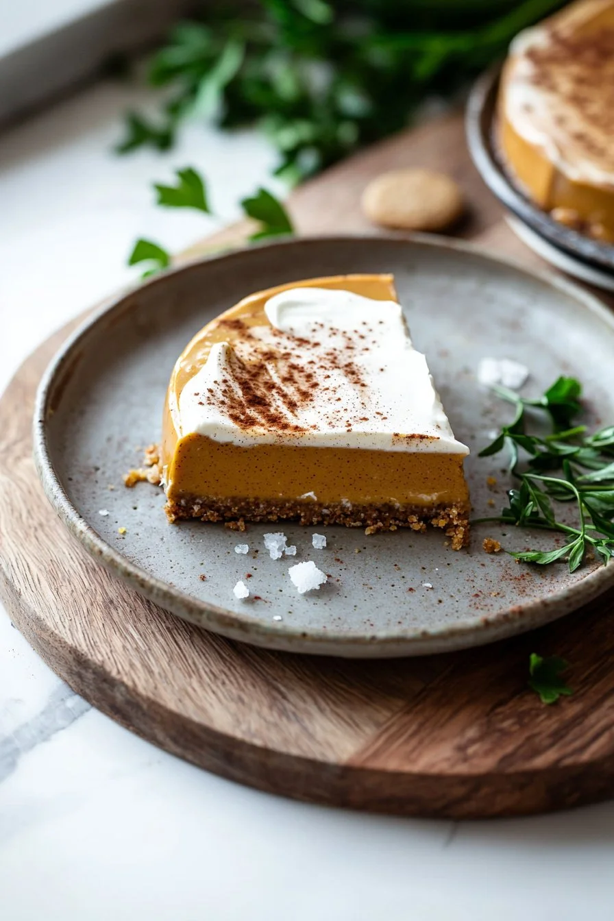 Leckerer Kürbis-Mousse-Kuchen mit einer cremigen Textur und herbstlichen Aromen.