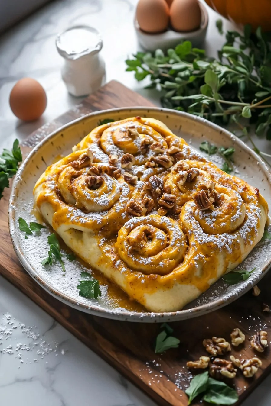 Kürbis-Zimtschnecken-Auflauf mit herbstlichen Gewürzen und Zimt