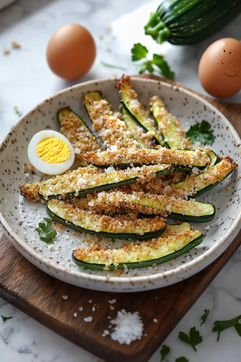 Knusprige Zucchini-Pommes aus der Luftfritteuse auf einem Teller