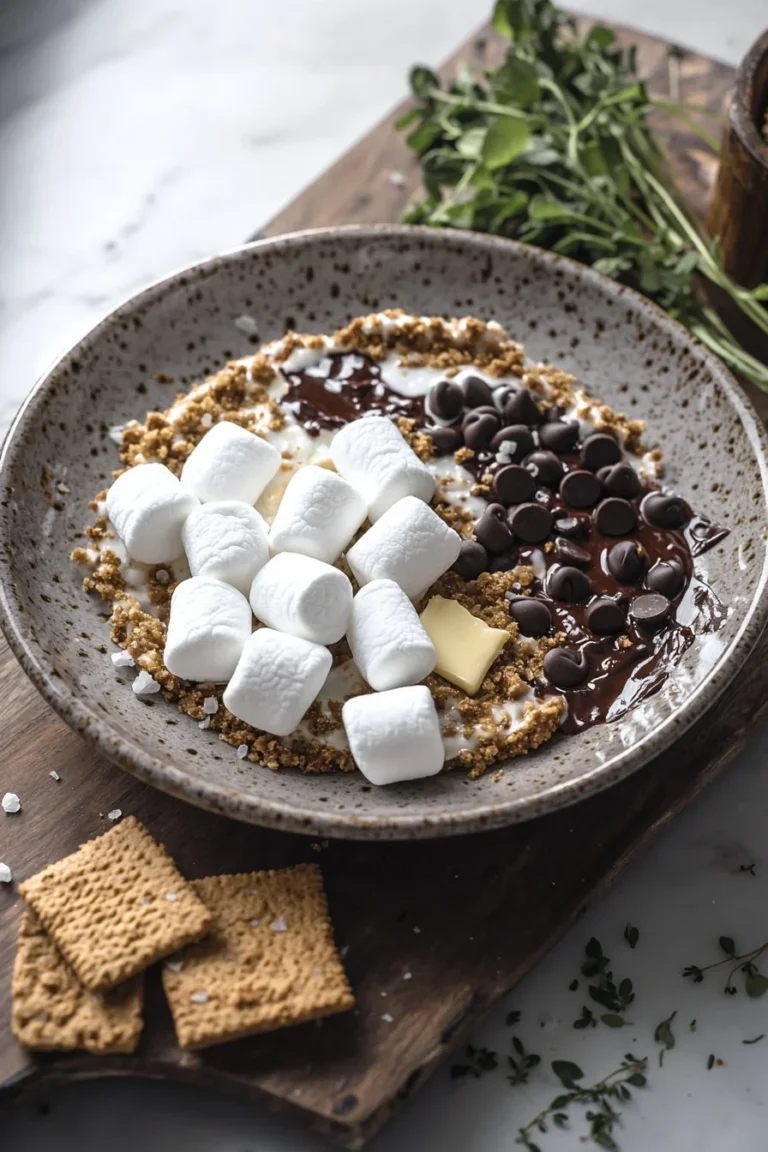 Luftfritteusen S'mores Dip mit geschmolzener Schokolade und knusprigen Marshmallows