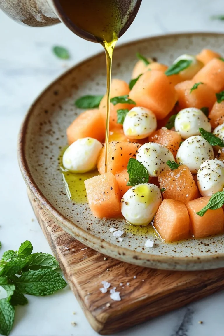 Erfrischender Melonen-Bocconcini-Salat mit süßen Melonen und Mozzarella