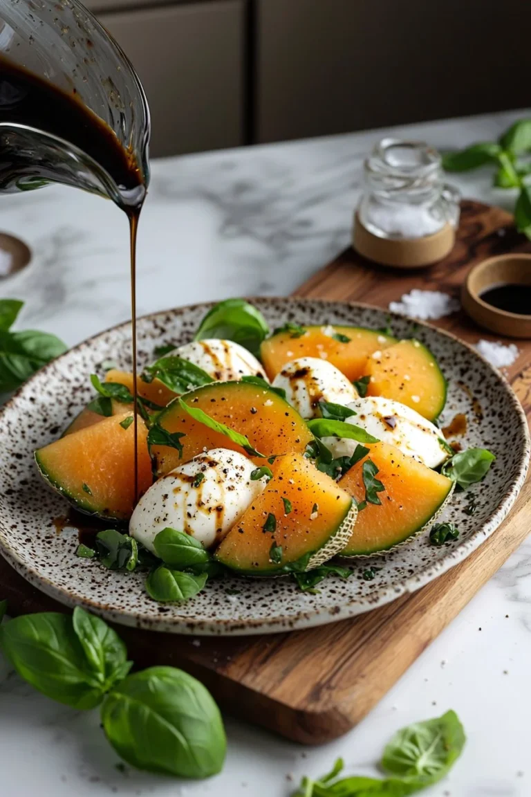 Erfrischender Melonen- und Mozzarella-Salat mit frischen Zutaten