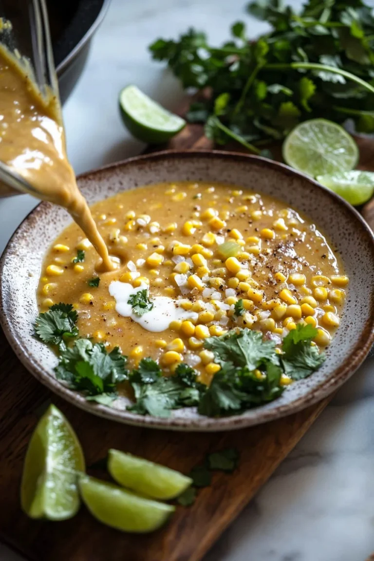 Schüsseln mit mexikanischer Street Corn Soup, dekoriert mit frischen Kräutern
