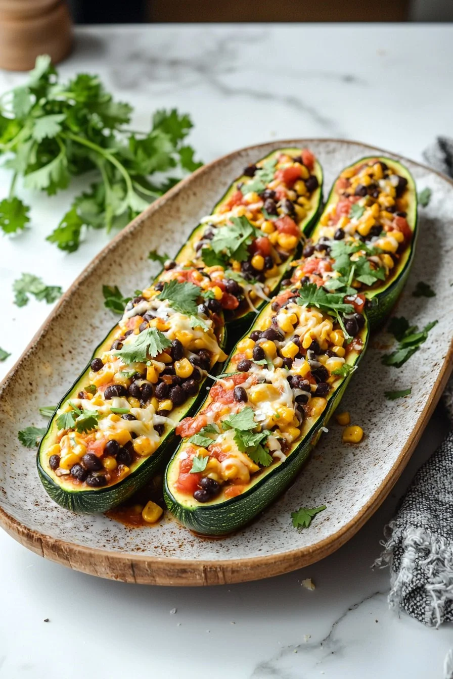 Mexikanische Zucchini-Boote gefüllt mit gesunden Zutaten